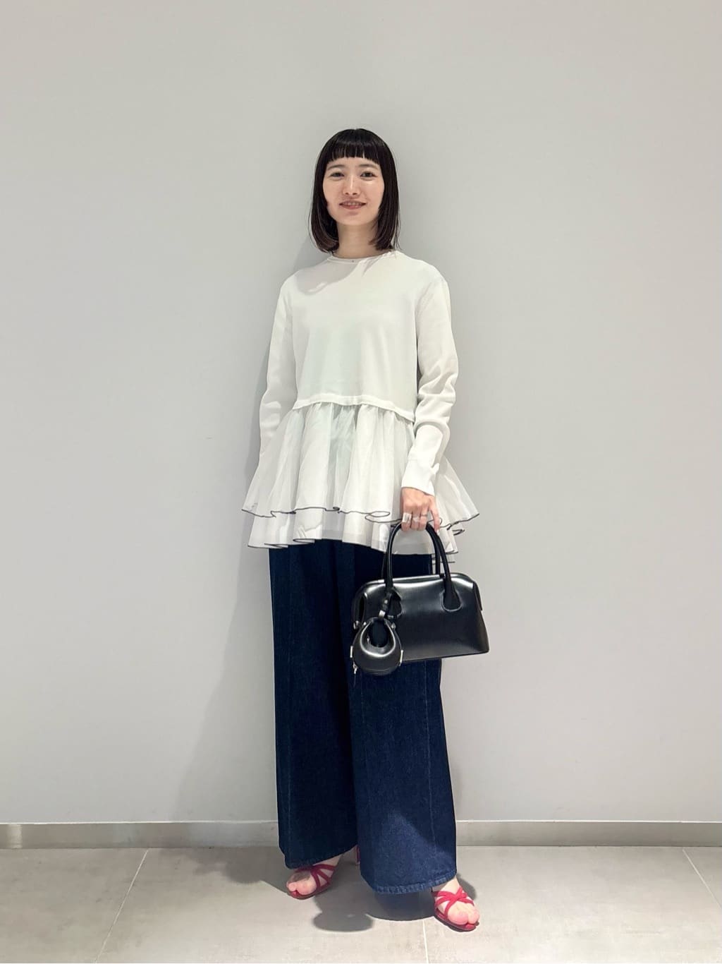 UNITED ARROWS | オーガンジー フリルコンビ ニット -ウォッシャブル