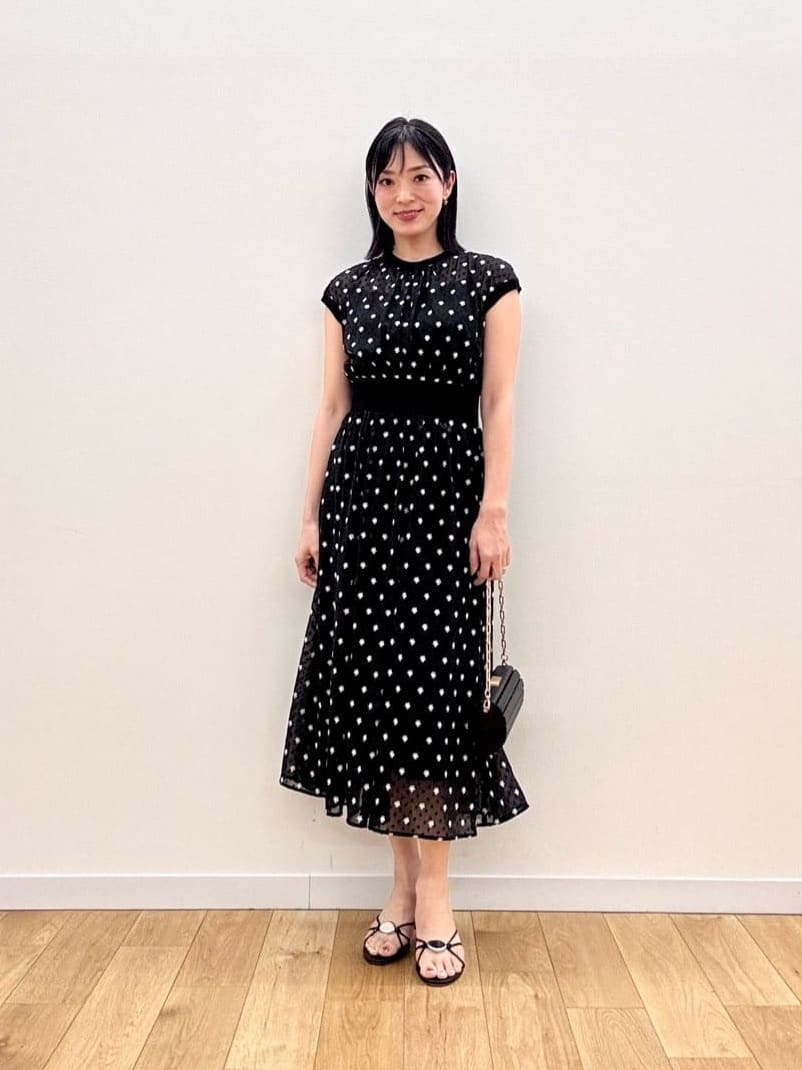 ANAYI | フラワー刺繍ドットフレア ワンピース | Rakuten Fashion(楽天