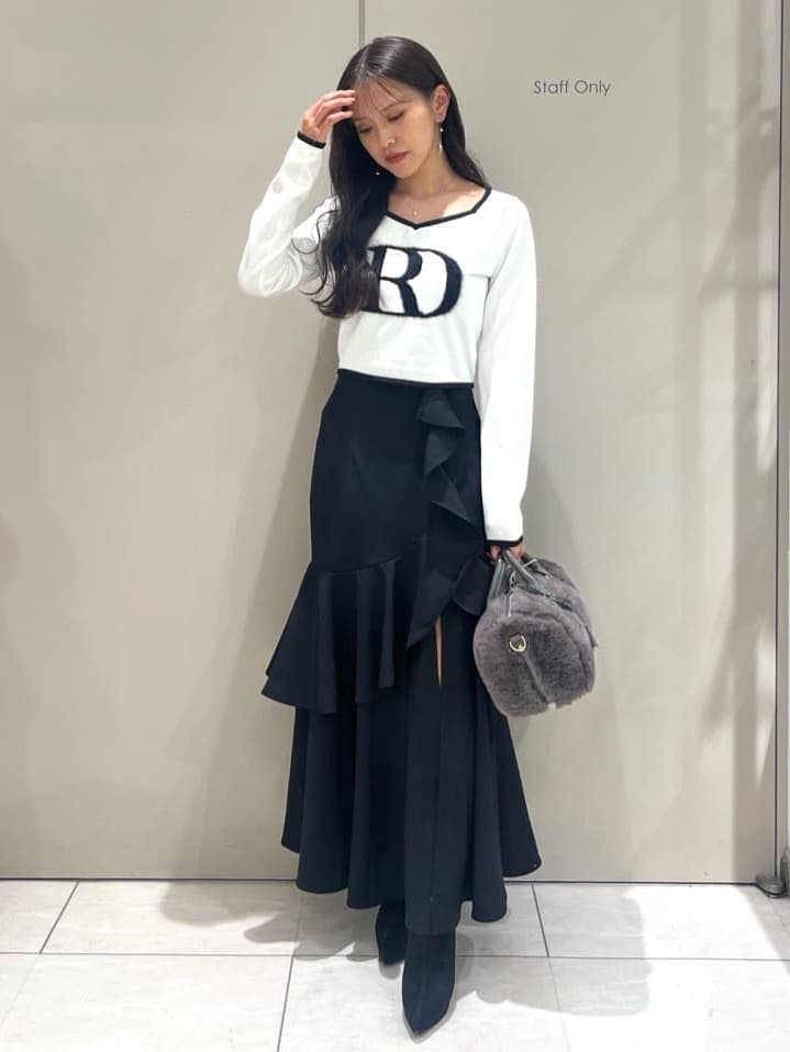 rienda | フリルスリットハイウエストスコートショートパンツ