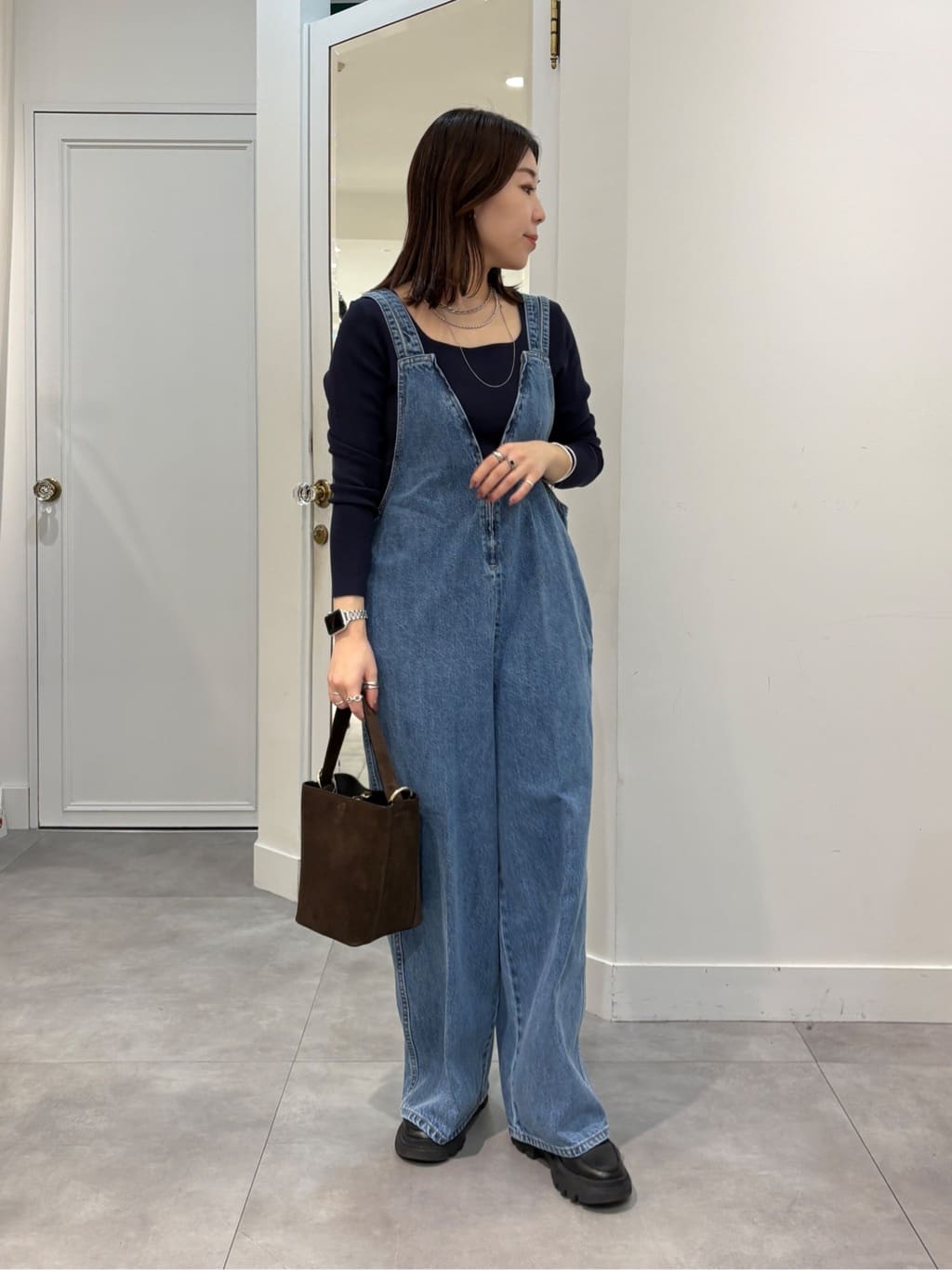DOUDOU | 深Vデニムサロペット | Rakuten Fashion(楽天ファッション