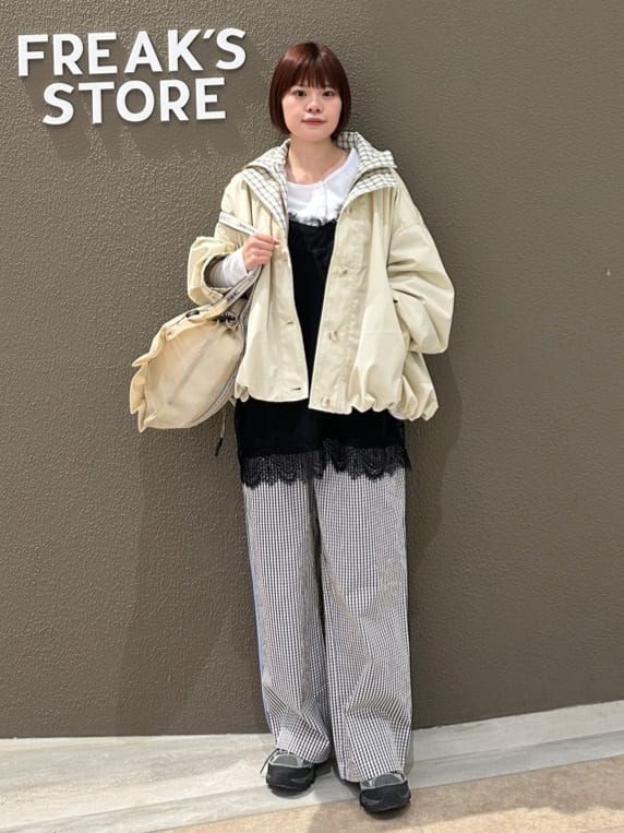 FREAK'S STORE | 配色 チェック ダブル襟 バルーンコート/スプリング