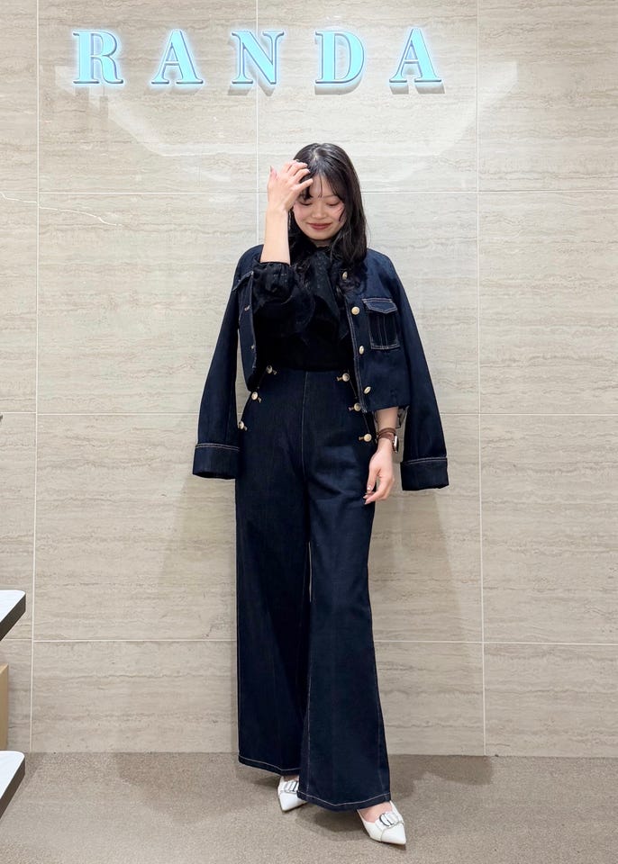 RANDA | ノーカラーショートデニムジャケット | Rakuten Fashion(楽天