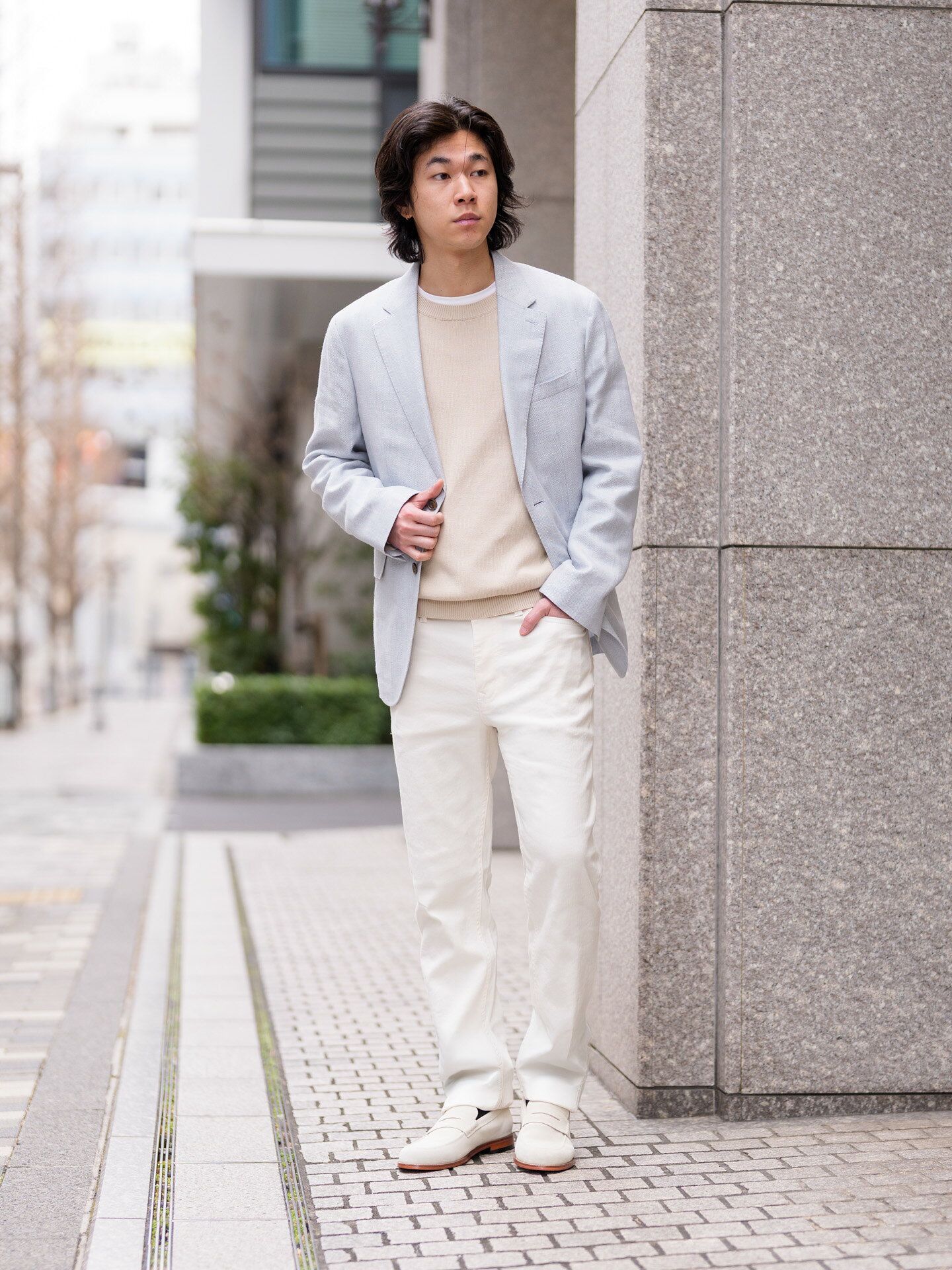 BANANA REPUBLIC | (M)ヘリンボーン リネン メリノ スーツジャケット