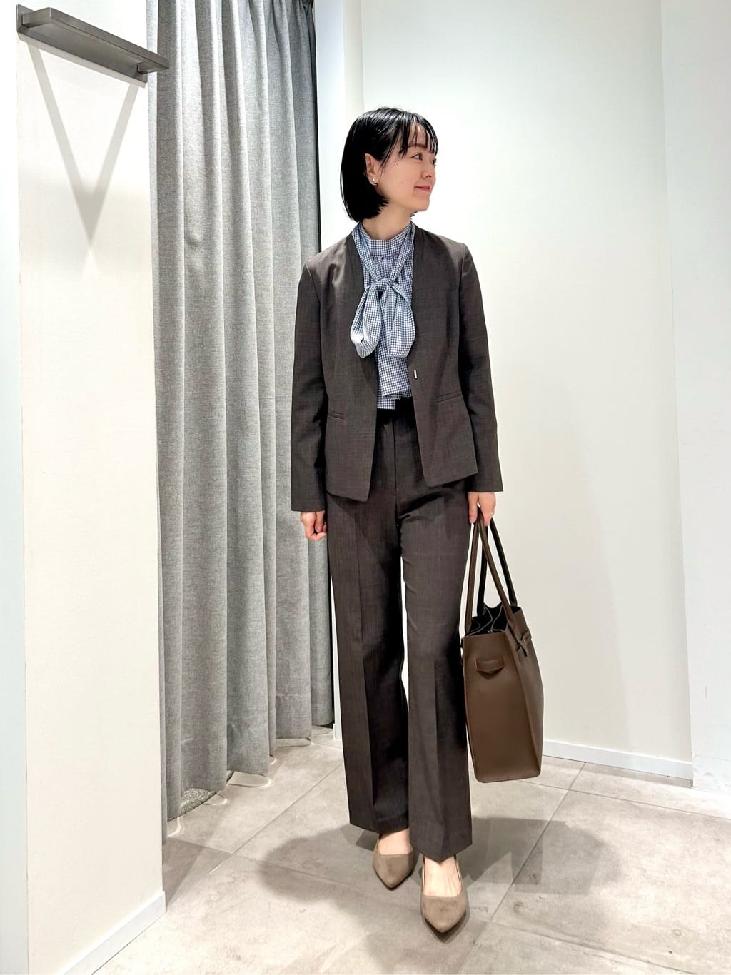 NATURAL BEAUTY BASIC | リネンライク SETUP ノーカラージャケット