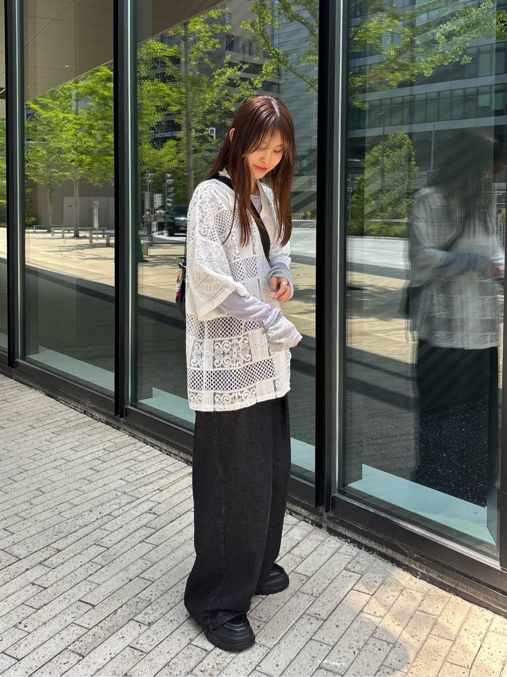 ear PAPILLONNERの《SNS総再生数800万突破!本革/軽量》2WAYレザーショルダーバッグを使ったコーディネートを紹介します。｜Rakuten Fashion(楽天ファッション／旧楽天ブランドアベニュー)6889250