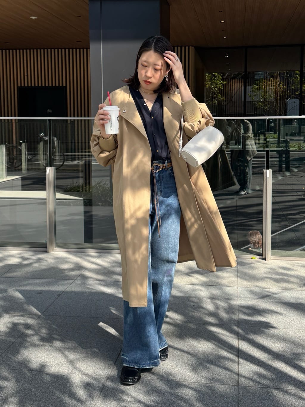 YEAH RIGHT!! イェーライト 袖 リブ切替 トレンチ コート ベージュ DOUDOU | 袖リブライトコート | Rakuten Fashion(楽天ファッション／旧