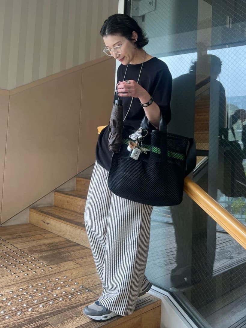 ear PAPILLONNERの【ouchi/ほし企画】ダイヤメッシュ2WAYトートバッグLを使ったコーディネートを紹介します。｜Rakuten Fashion(楽天ファッション／旧楽天ブランドアベニュー)6907194