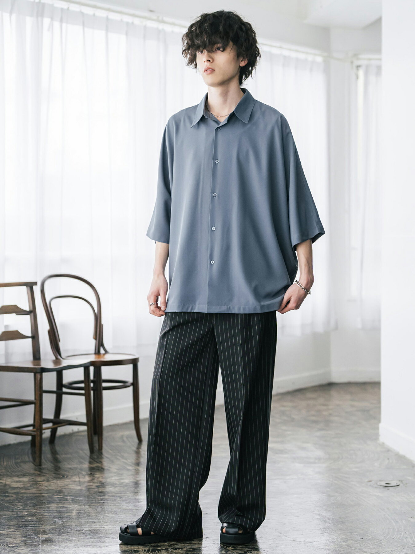 Rocky Monroe | 接触冷感 とろみビッグシルエットドルマン半袖シャツ