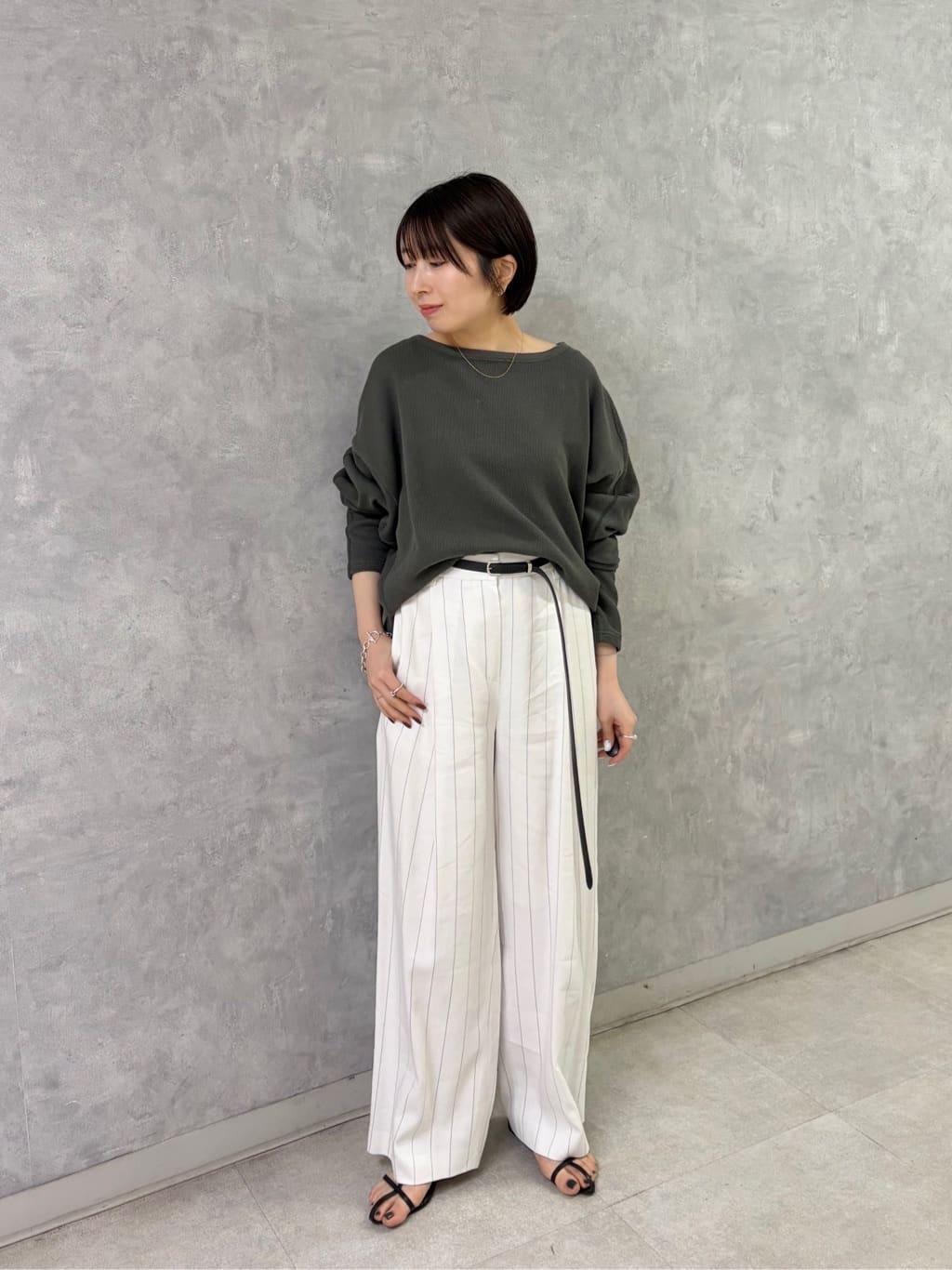 美品★conte ストライプワイドタックパンツ　ホワイト36 UNITED ARROWS | <conte>ストライプ タック ワイドパンツ | Rakuten
