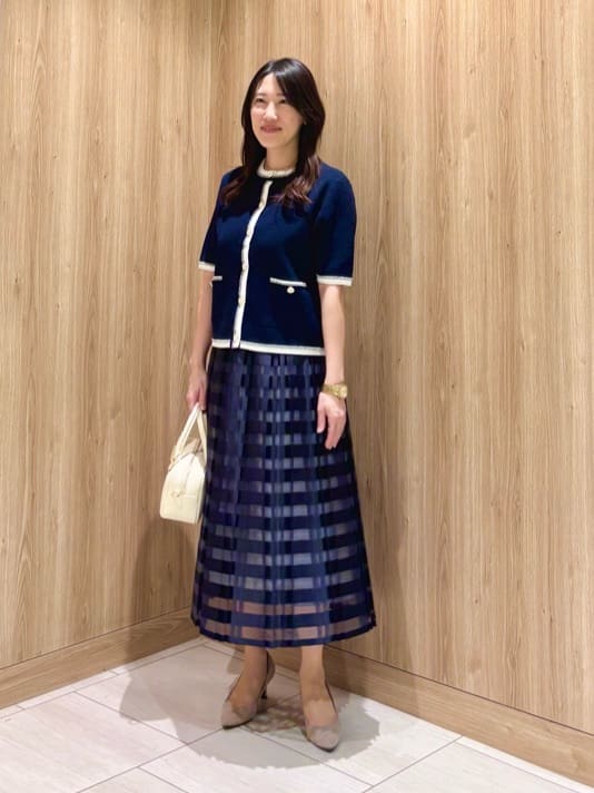 ANAYI | バイカラー5分袖カーディガン | Rakuten Fashion(楽天