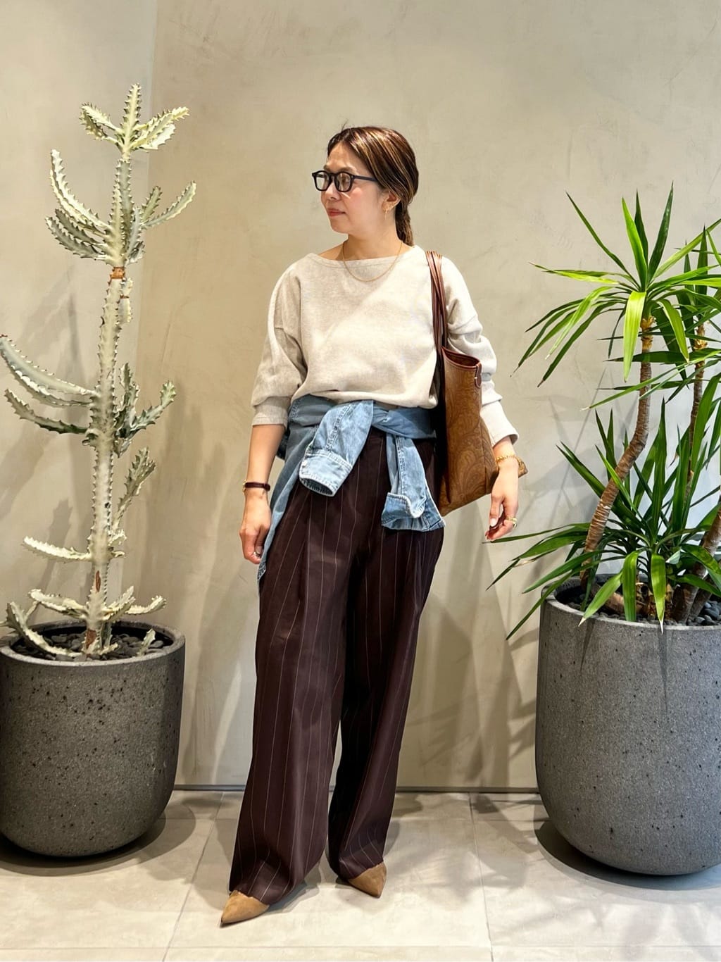 美品★conte ストライプワイドタックパンツ　ホワイト36 美品☆conte ストライプワイドタックパンツ ホワイト36 - メルカリ