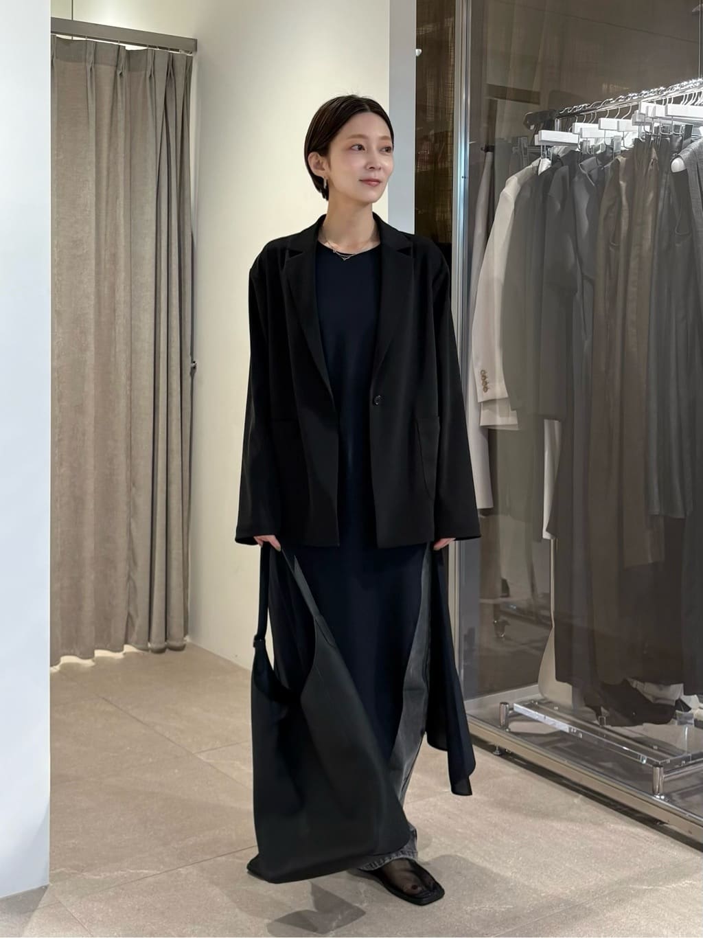 ＜MARW UNITED ARROWS＞シフォン スリット ワンピース　ブラック MARW UNITED ARROWS（マルゥ ユナイテッドアローズ） ワンピース