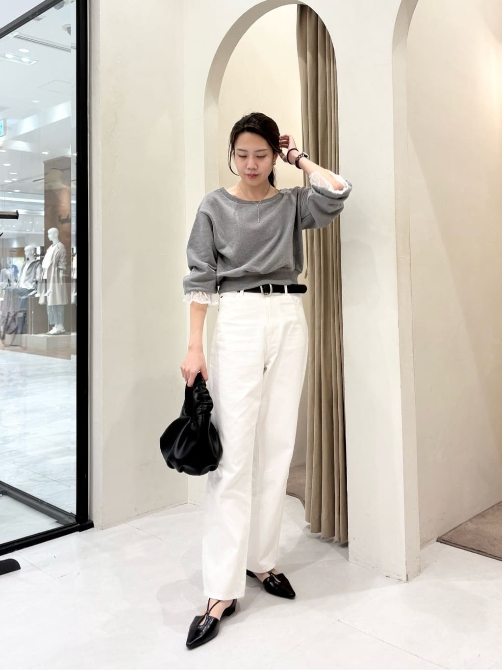 CAPRICIEUX LE'MAGE | 【前後2WAY】カシュクール袖レーススウェット