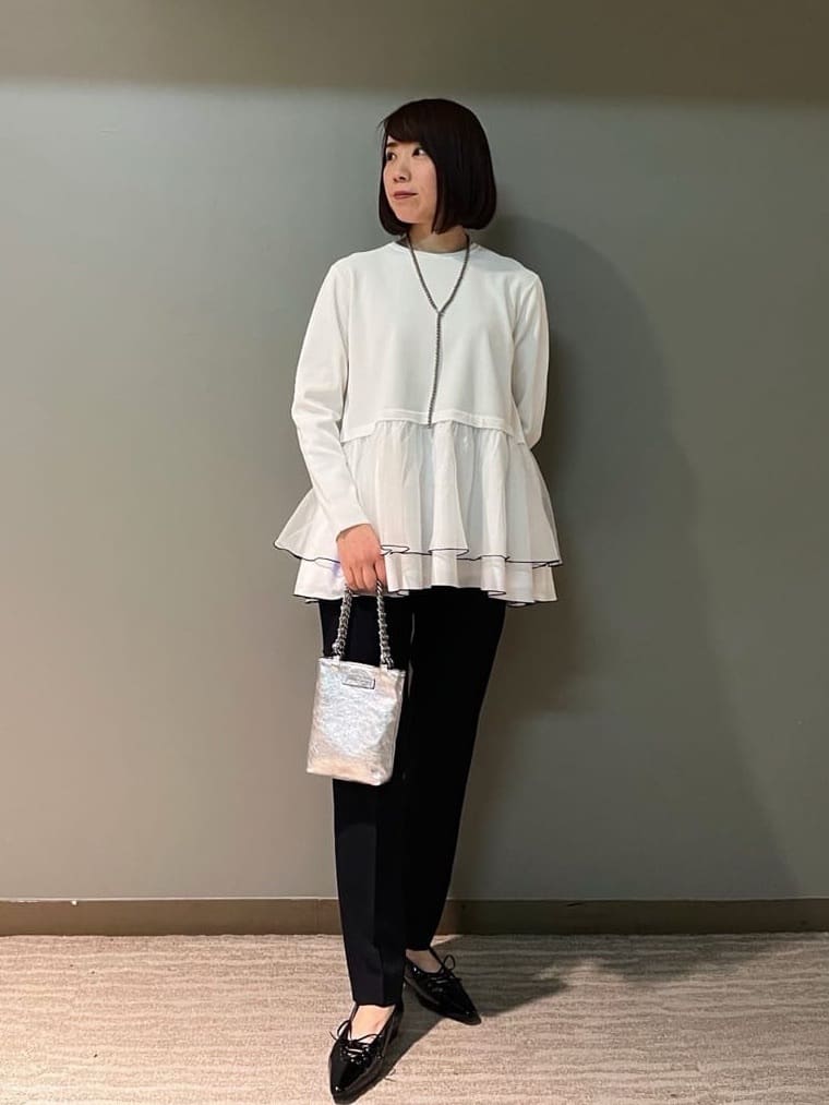 UNITED ARROWS | オーガンジー フリルコンビ ニット -ウォッシャブル