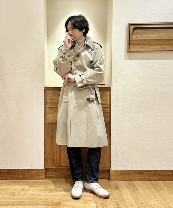 BEAMS MEN | AUBERGE / 別注 BOGART コットンシルク トレンチコート