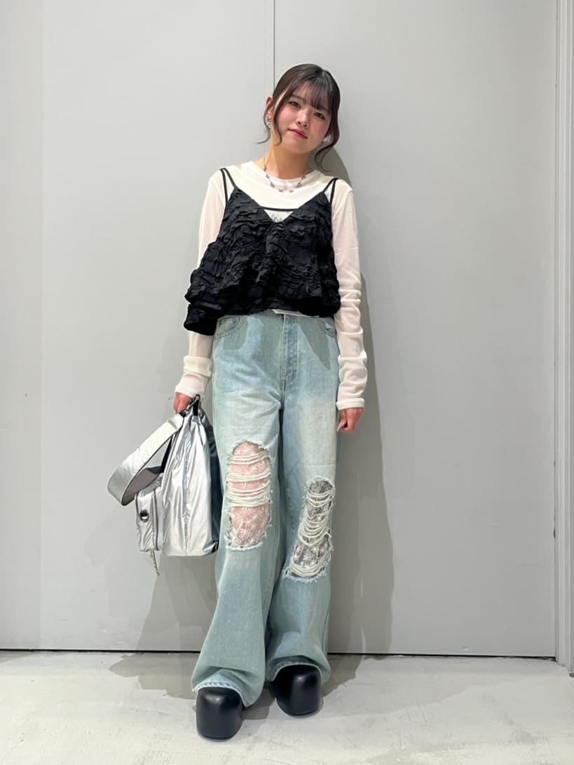 LASUD | LACE DOCKING DAMAGE DENIM PANTS | Rakuten Fashion(楽天