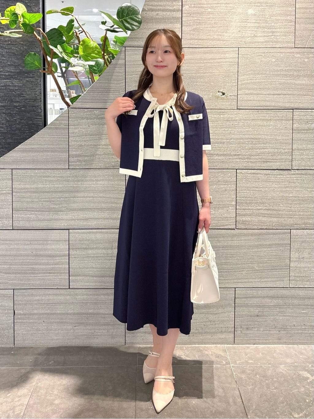 PROPORTION BODY DRESSING | リボンタイバイカラーニットワンピース