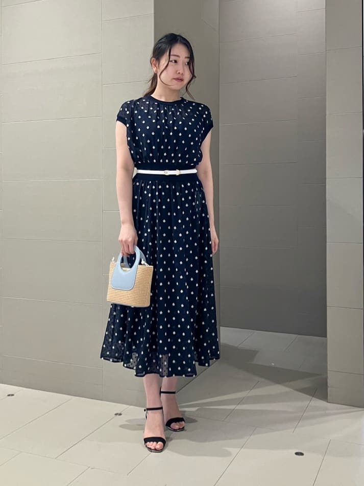 ANAYI | フラワー刺繍ドットフレア ワンピース | Rakuten Fashion(楽天