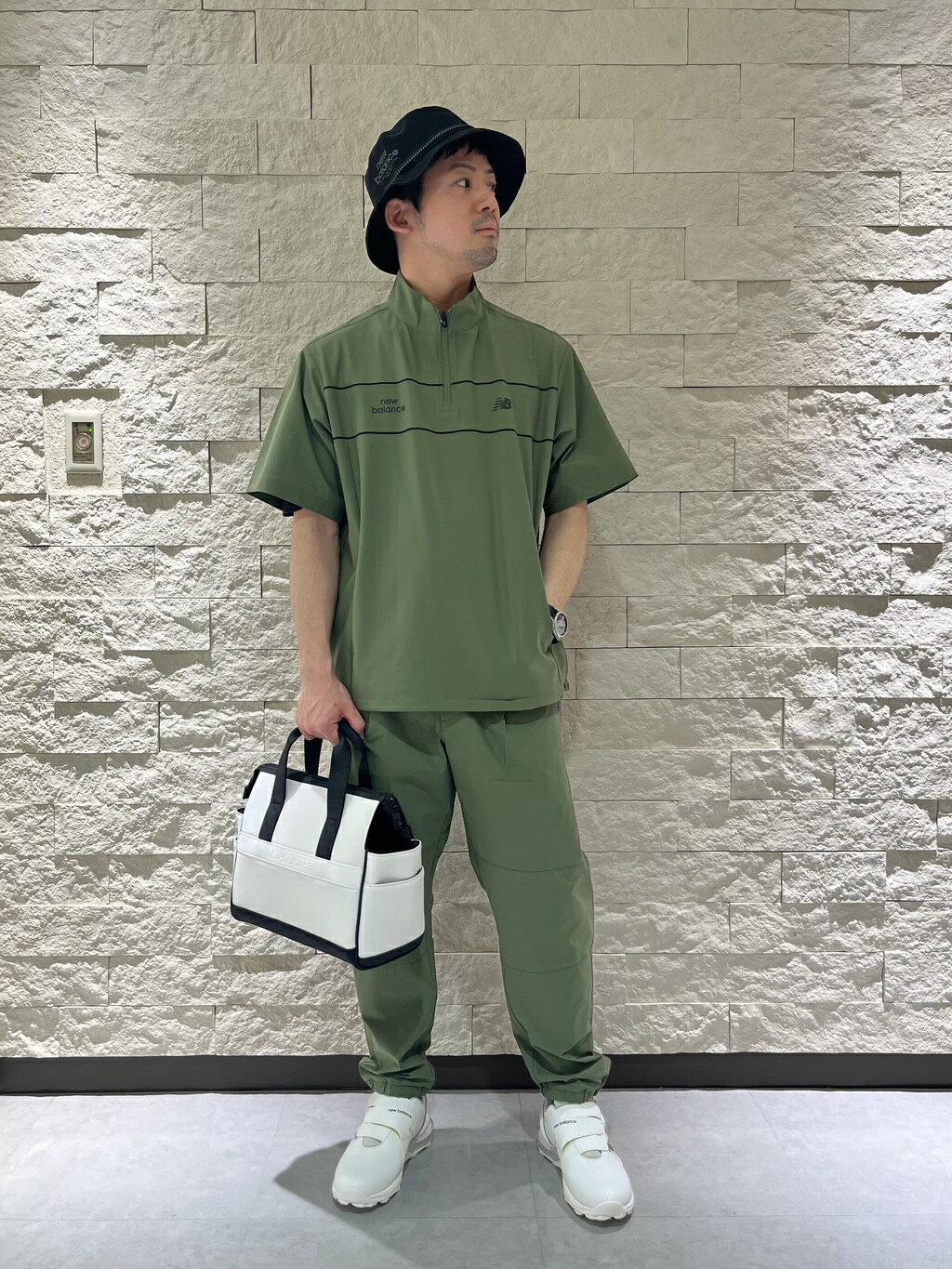 New Balance Golf パンツ カーキ サイズ3(w72-76) New Balance Golf | ジャージー ワイド ジョガーパンツ (MENS
