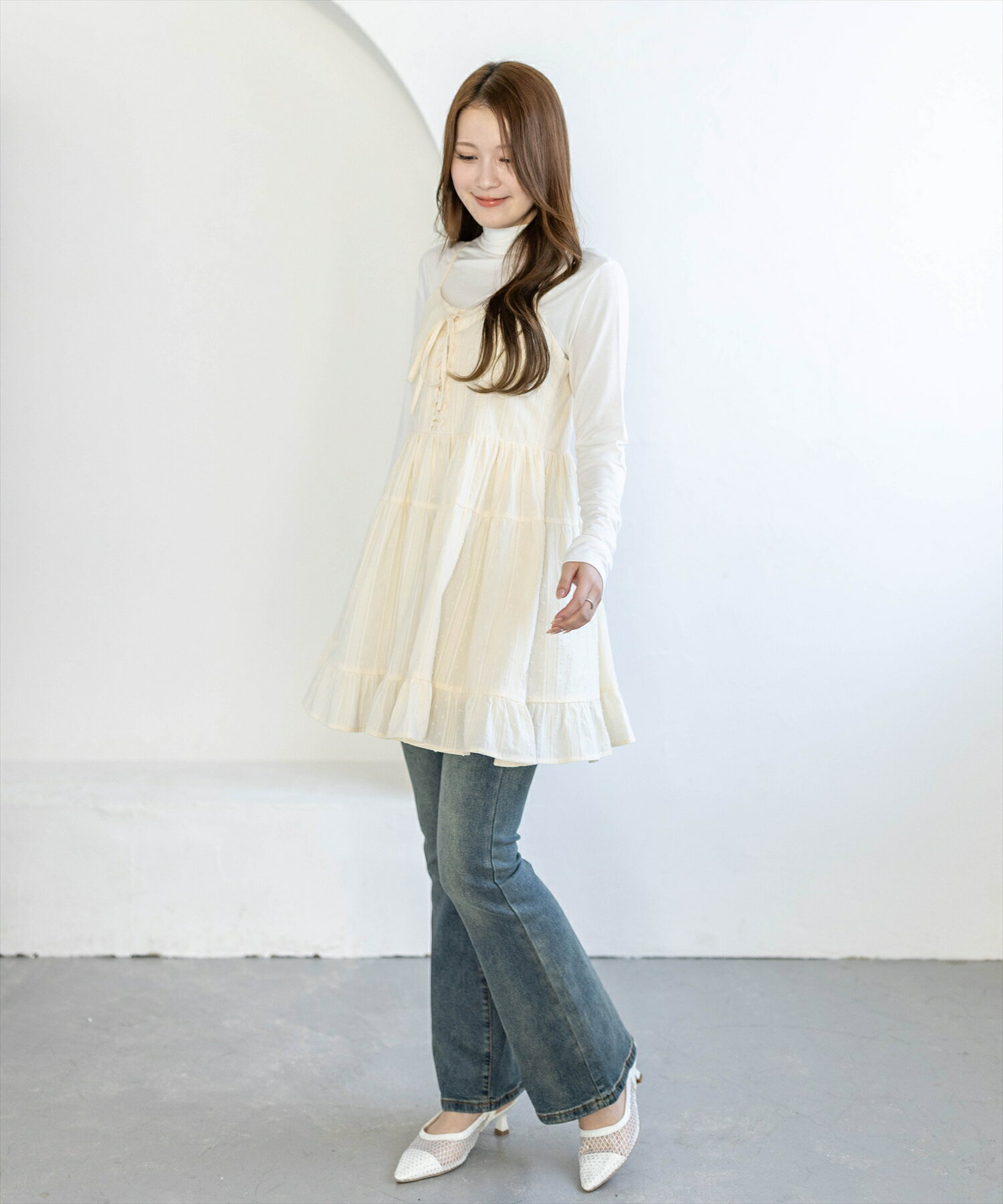 clear | ドビードットレースアップキャミワンピース | Rakuten Fashion
