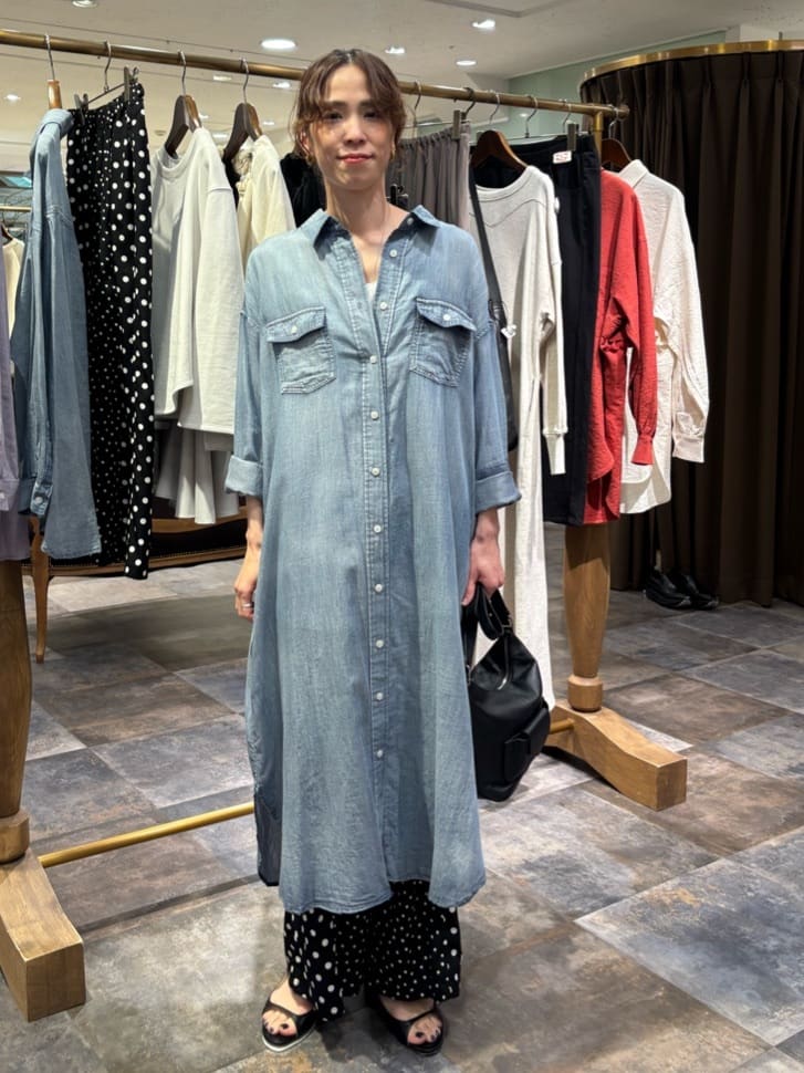 BEARDSLEY | シフォンデニムシャツワンピース | Rakuten Fashion(楽天