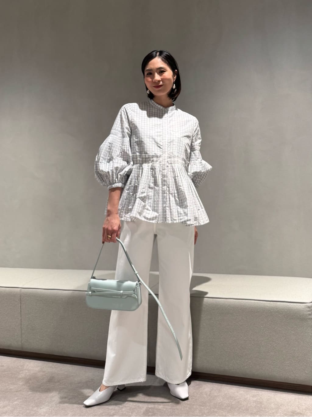 UNITED ARROWS | ギンガムチェック フラワー ジャガード ブラウス