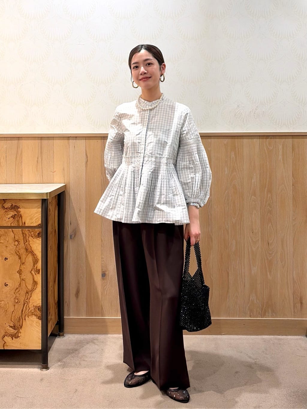 UNITED ARROWS | ギンガムチェック フラワー ジャガード ブラウス
