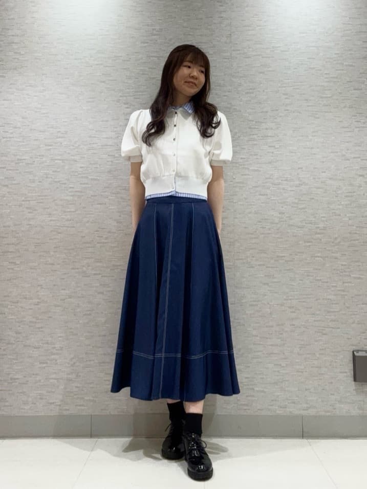 SWINGLE | サイドベルトデニムフレアスカート | Rakuten Fashion(楽天