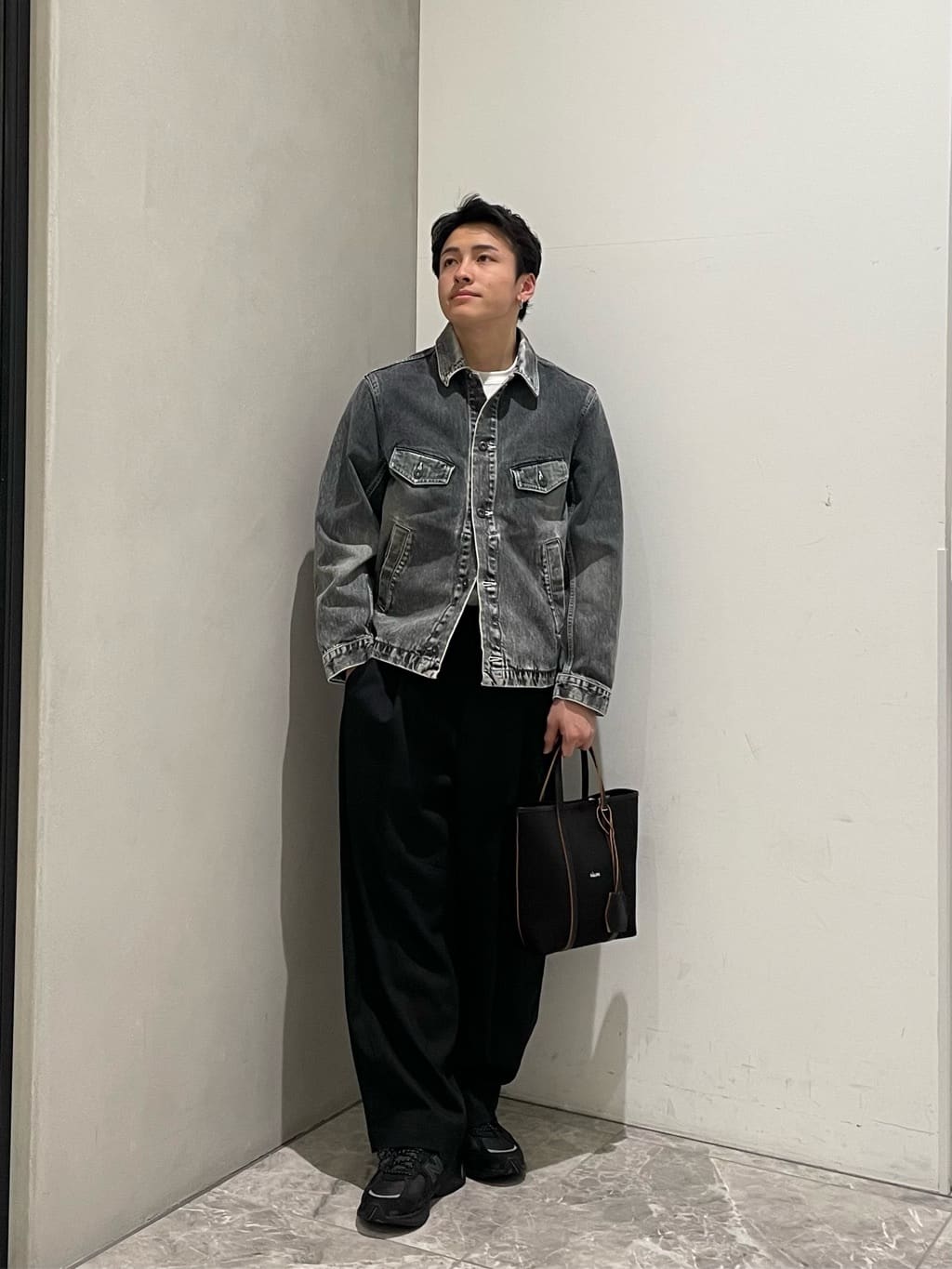 センソユニコ i+mu 2WAY 黒デニムジャケット 40 新品 ブルゾン WASHED DENIM TYPEー2 JACKET