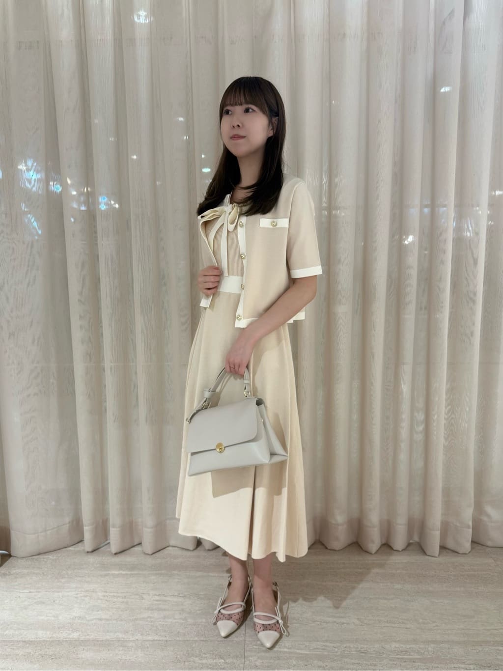 PROPORTION BODY DRESSING | リボンタイバイカラーニットワンピース