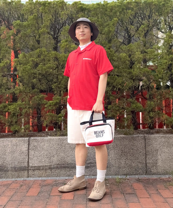 BEAMS GOLF | ORANGE LABEL / ストレッチ バックロゴ フロントオープン