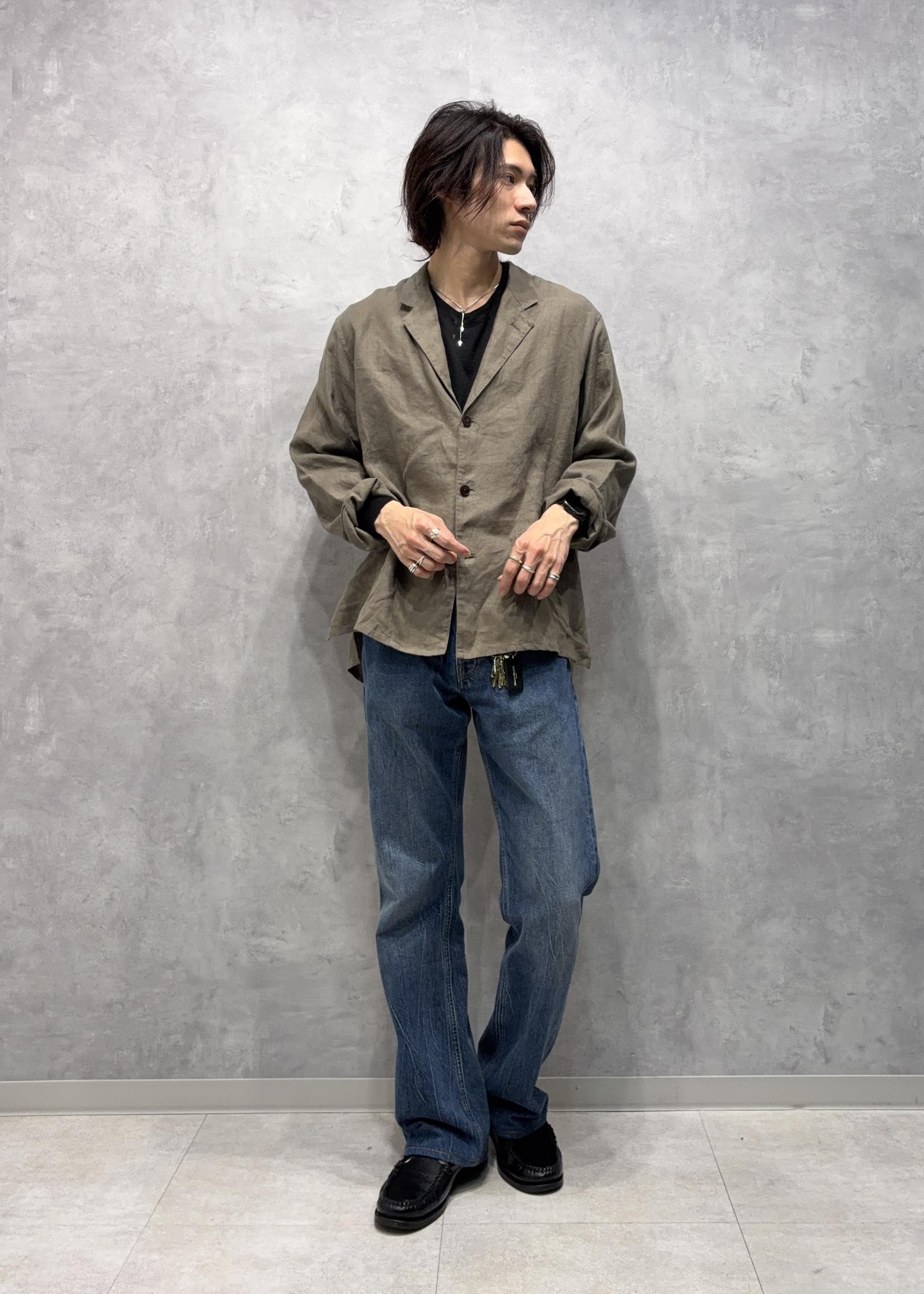 ADAM ET ROPE' | ボックスシルエット リネン シャツ ジャケット