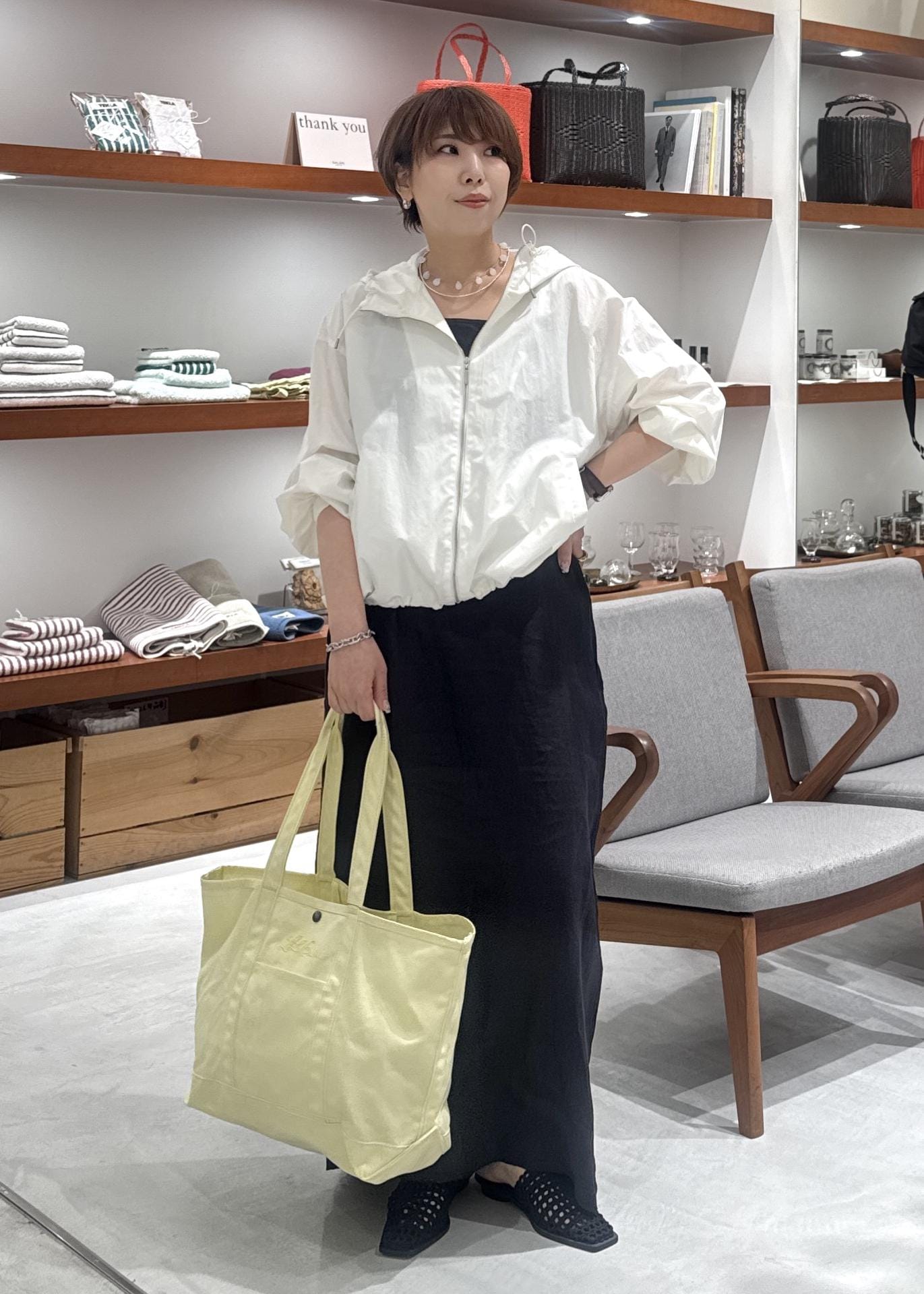 SALON adam et rope' | リネンツイルスクエアーネックジャンパー