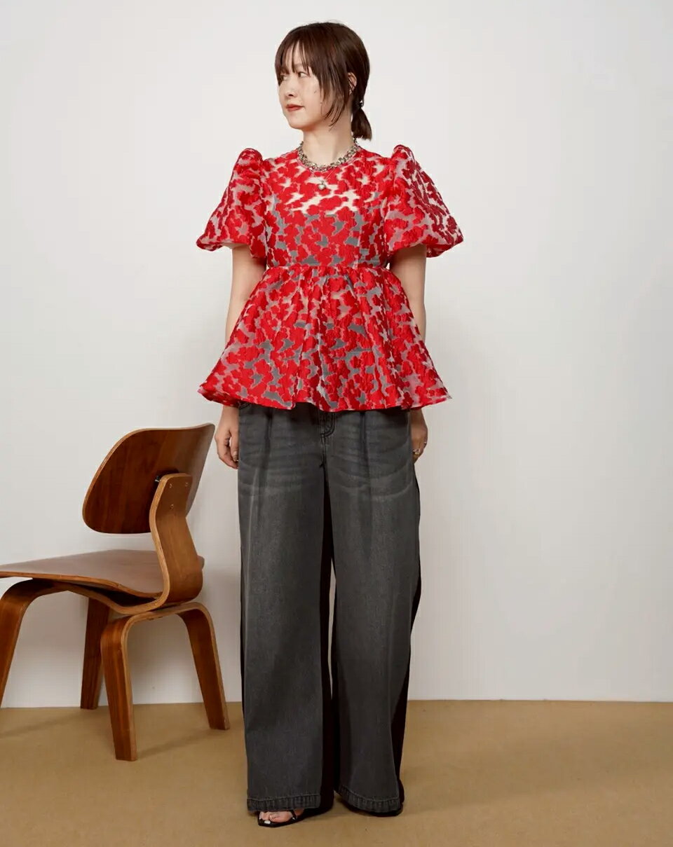 MAISON SPECIAL | Sheer Flower Jacquard Blouse / シアーフラワー