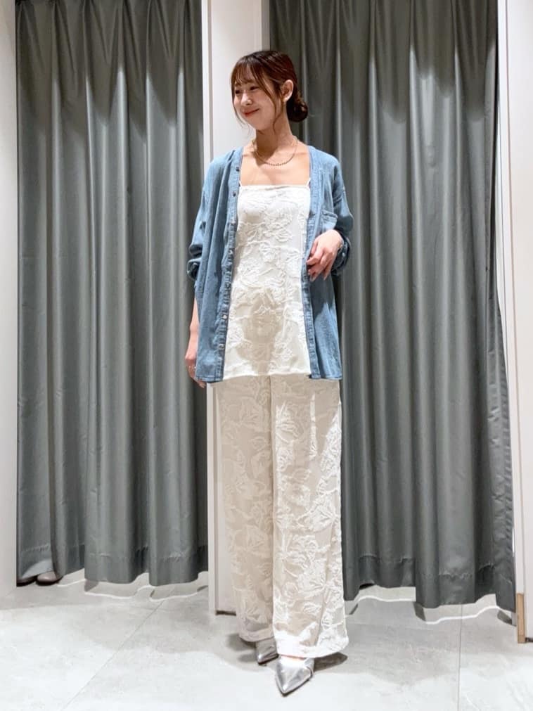 DOUDOU | シアーデニム袖リブVVシャツ | Rakuten Fashion(楽天
