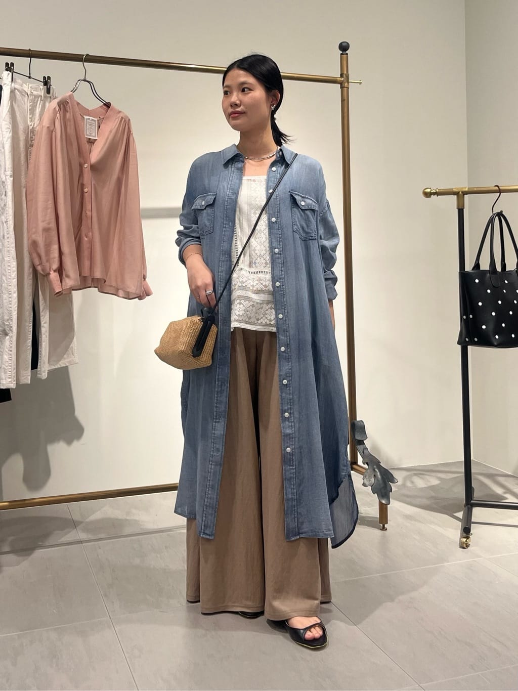 BEARDSLEY | シフォンデニムシャツワンピース | Rakuten Fashion(楽天