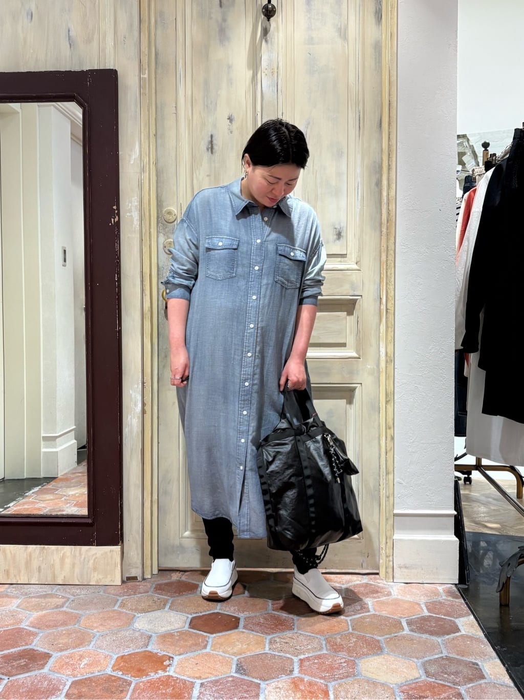 BEARDSLEY | シフォンデニムシャツワンピース | Rakuten Fashion(楽天