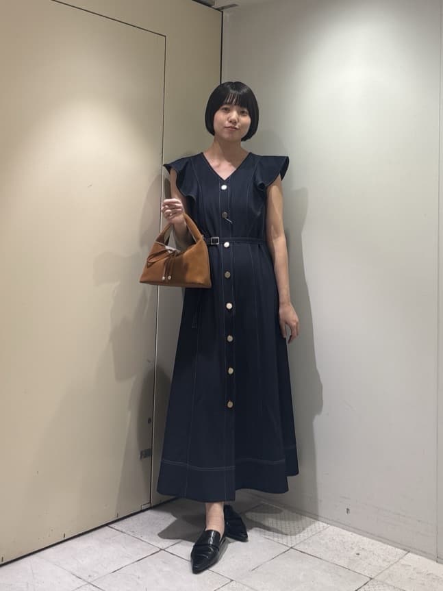 natural couture | <canami>配色ステッチラッフル袖ワンピース