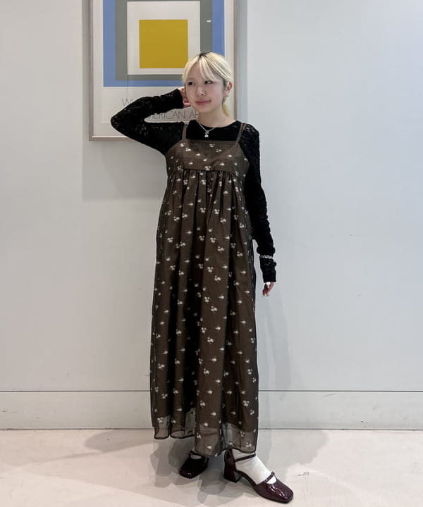 BEAMS WOMEN | シアー フラワー ジャカード キャミワンピース