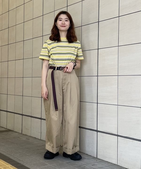BEAMS WOMEN | エンブロイダリー マルチボーダー ショートスリーブ T