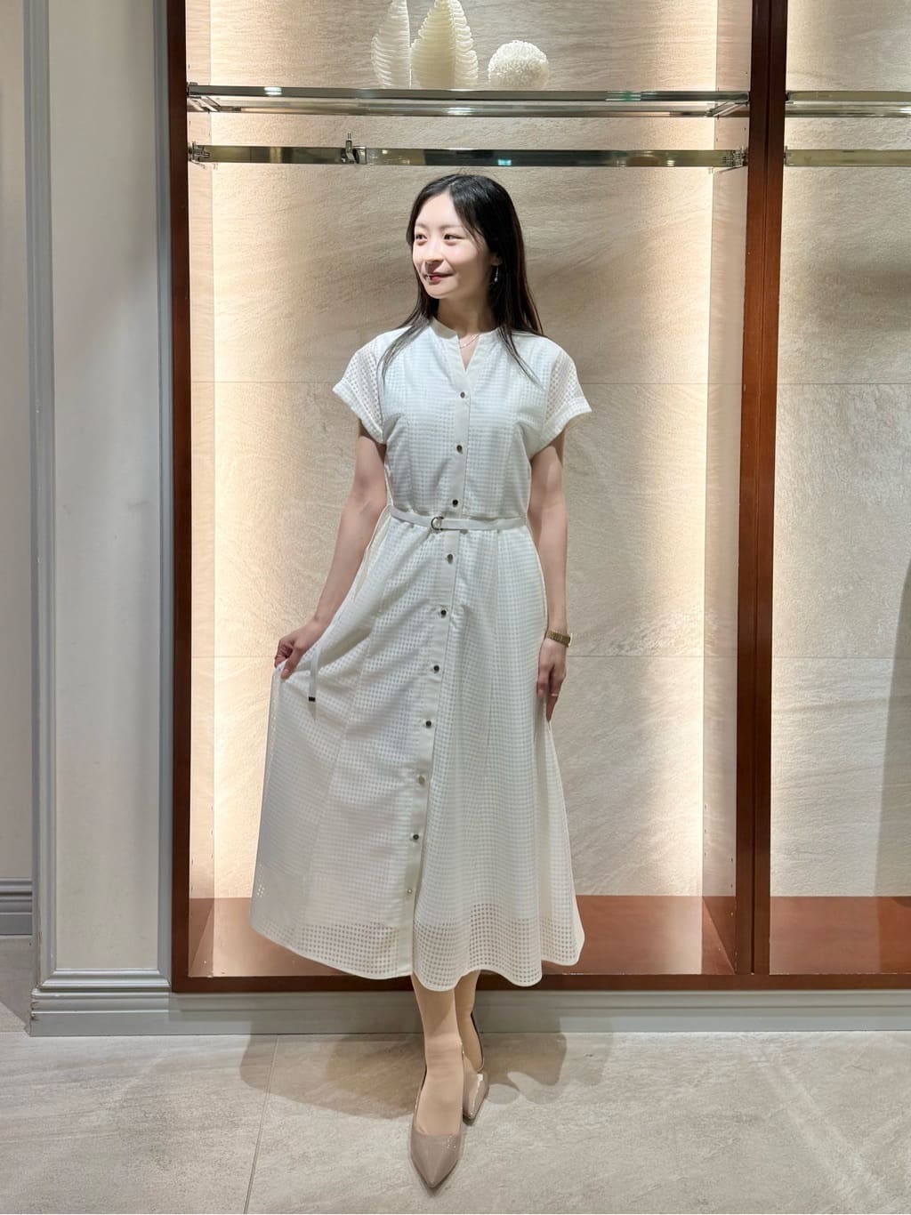 Viaggio Bluの【新色追加】ラッセルレースチェックワンピースを使ったコーディネートを紹介します。｜Rakuten Fashion(楽天ファッション／旧楽天ブランドアベニュー)7006922