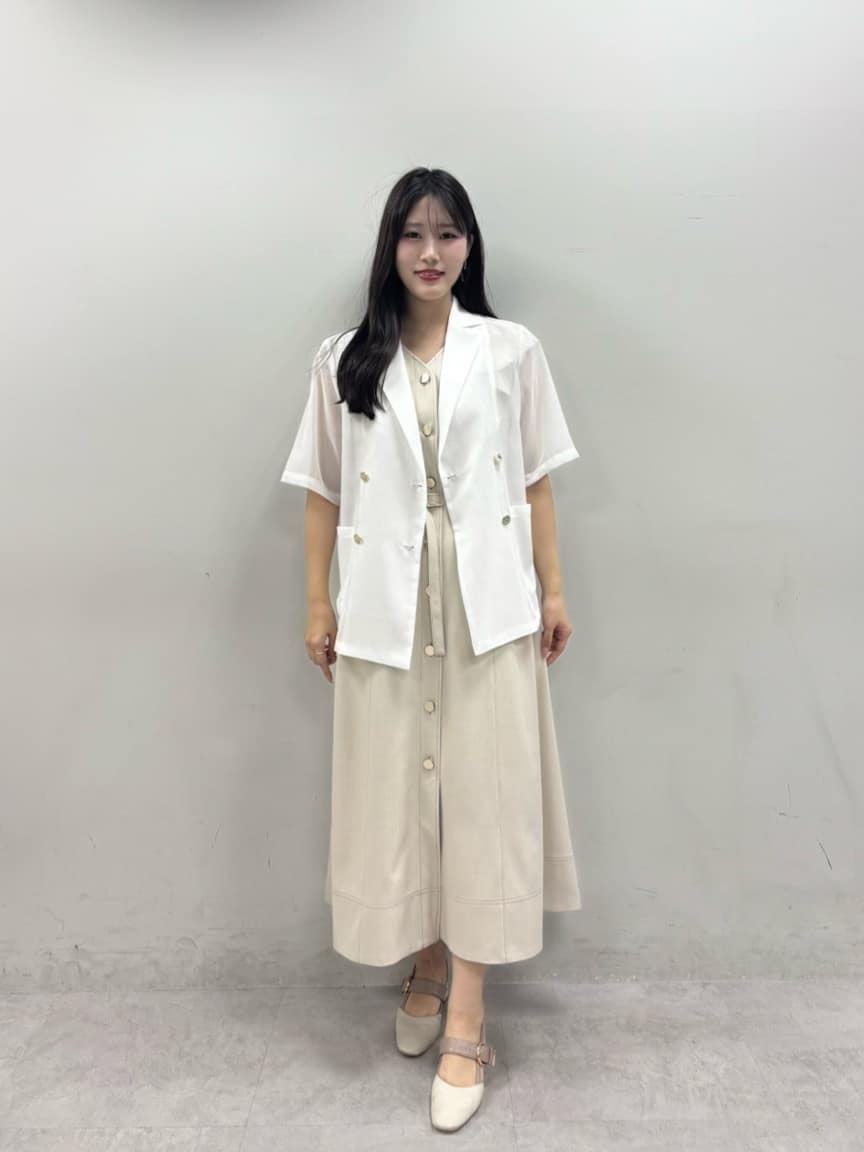 natural couturecanami 配色ステッチラッフル袖ワンピース natural couture | <canami>配色ステッチラッフル袖ワンピース