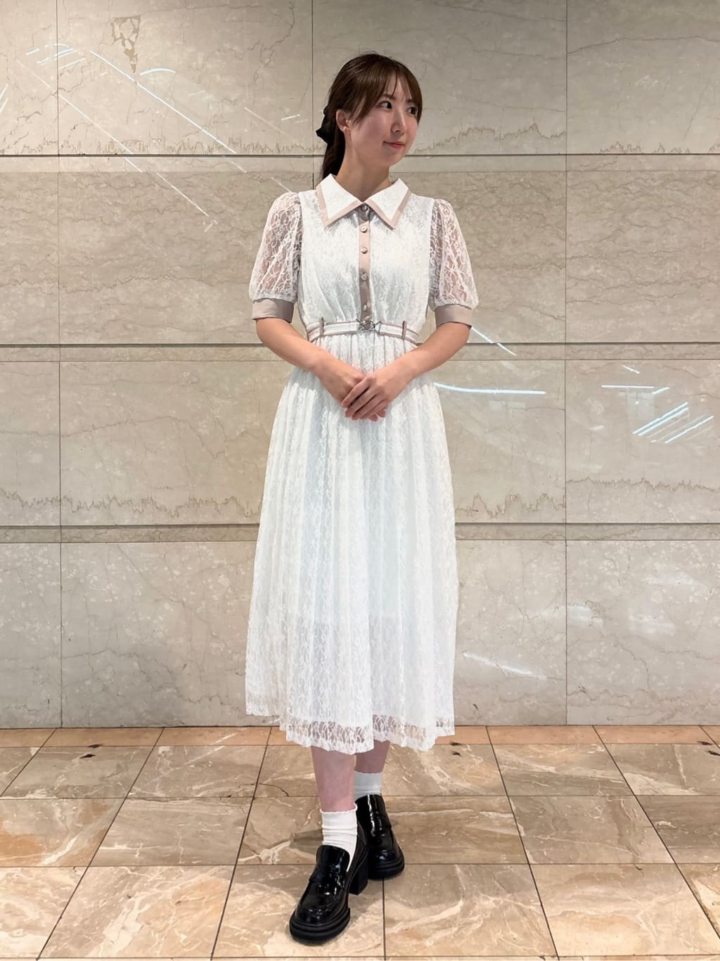 REDYAZEL | レースバイカラープリーツロングワンピース | Rakuten