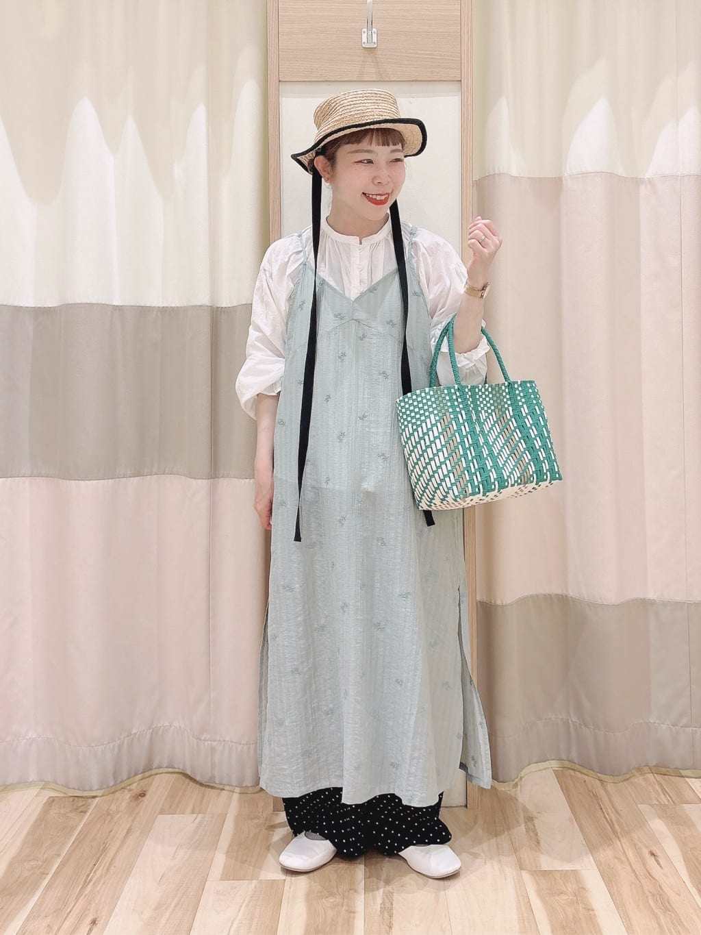 Samansa Mos2 | シアー楊柳刺繍キャミソールワンピース | Rakuten
