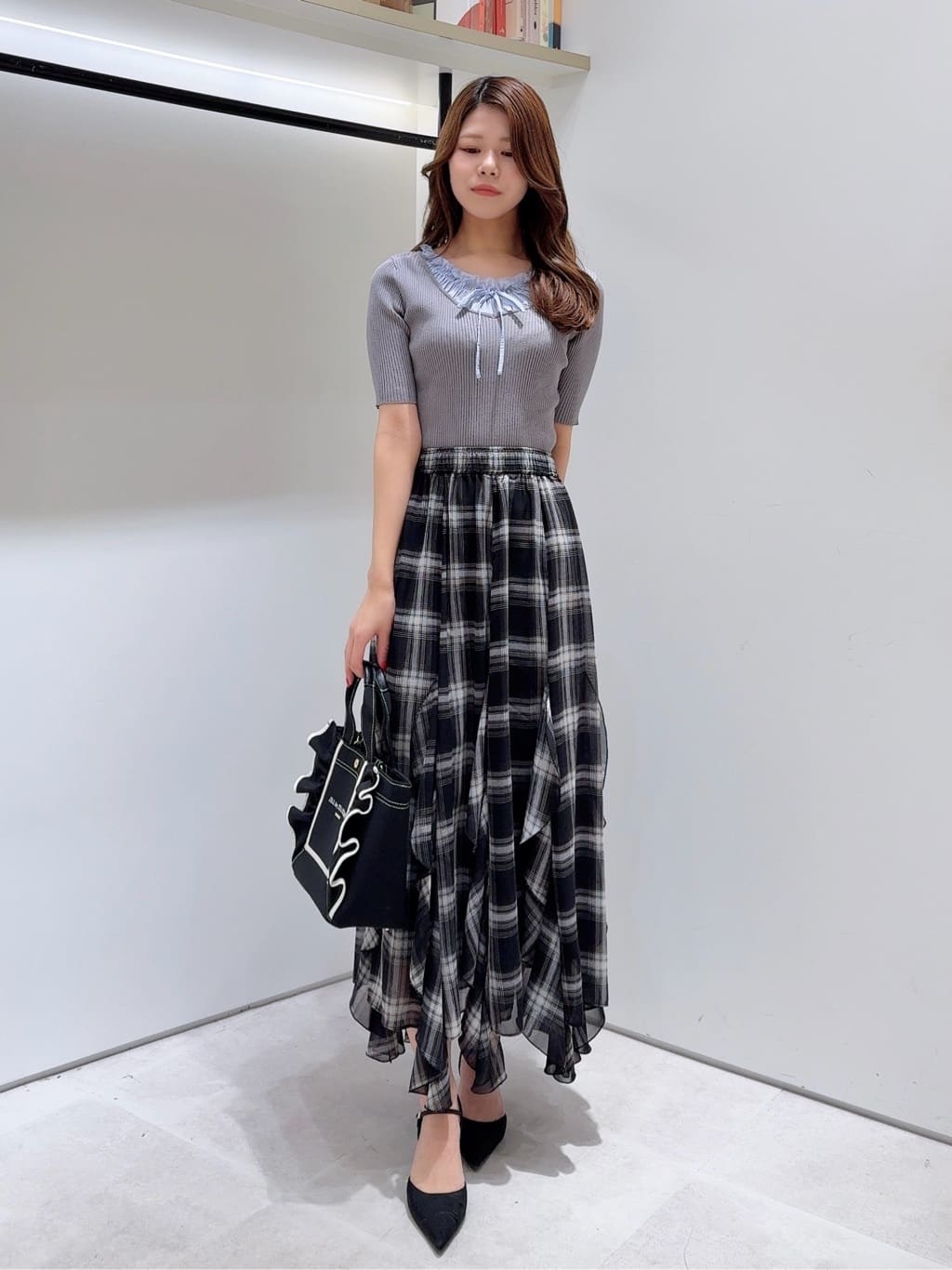 JILL by JILL STUART | シアーチェックラッフルフリルスカート