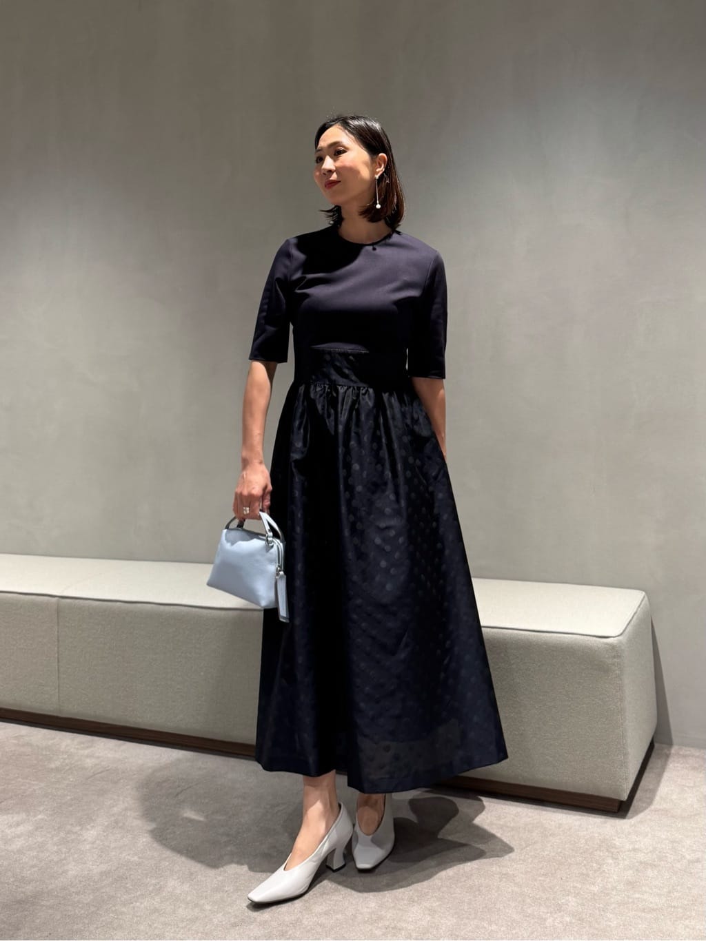UNITED ARROWS | フィット&フレア シアー ドット ワンピース