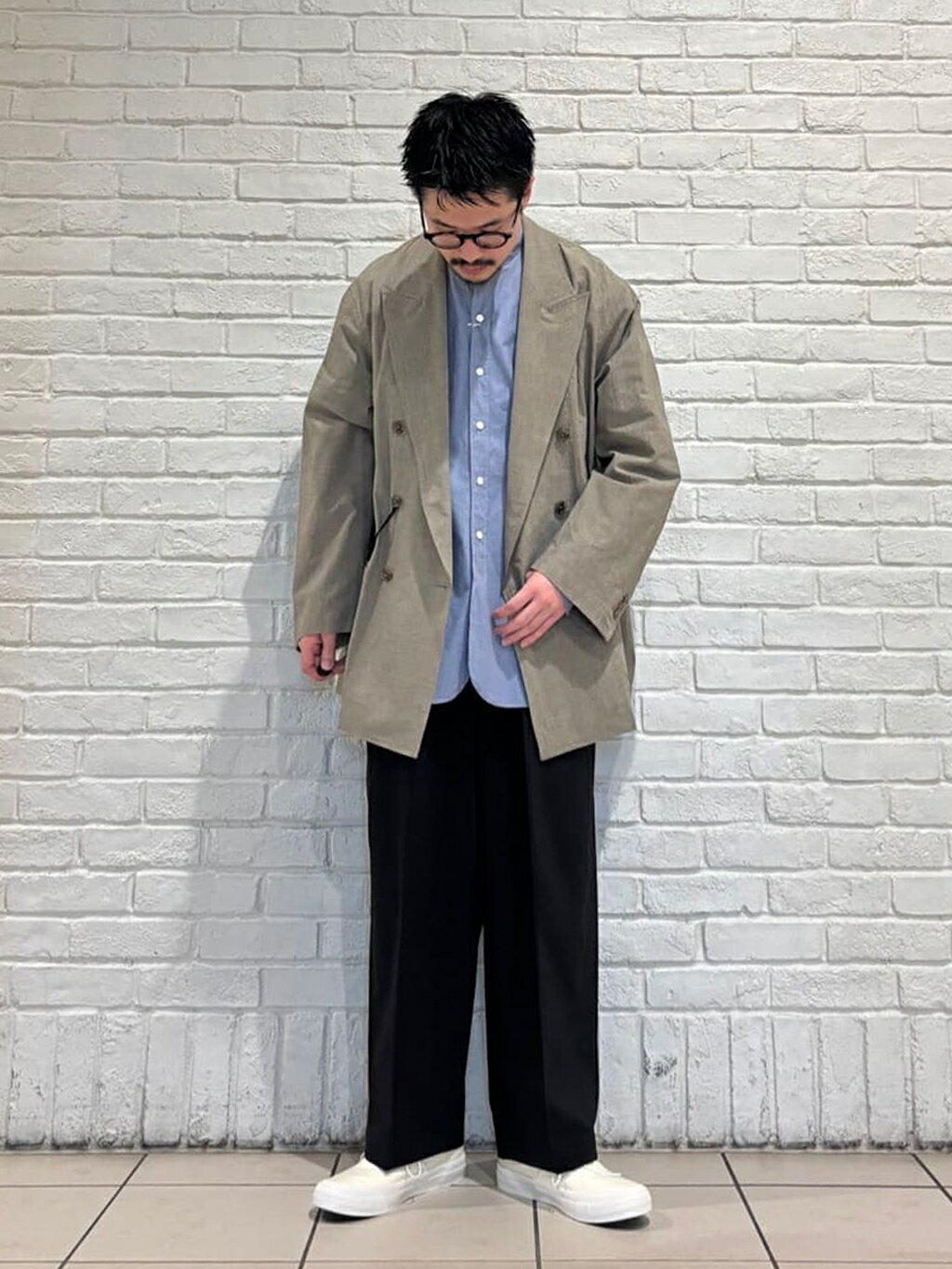 〈bshop別注〉コットン ダブルブレスト シャツジャケット クチュールドアダム bshop別注〉コットン ダブルブレスト シャツジャケット クチュールドア