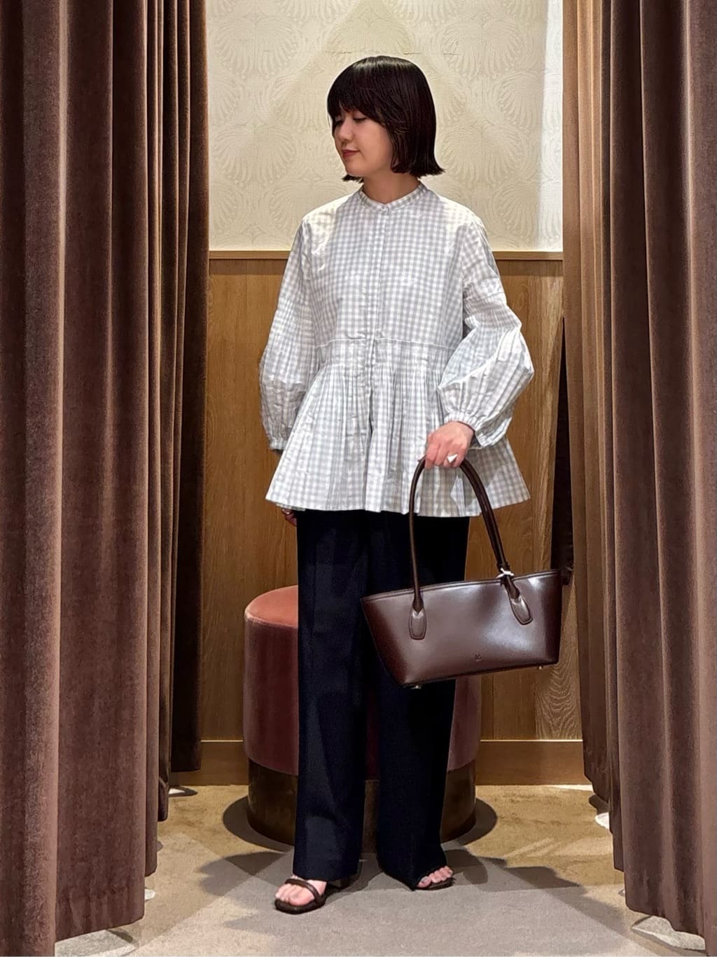UNITED ARROWS | ギンガムチェック フラワー ジャガード ブラウス