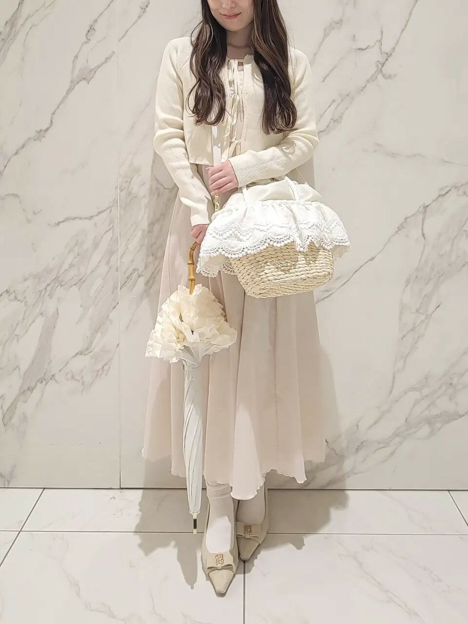 fleur♡レース被布 Maison de FLEUR | 【2Way】レースフリルメイズ2Wayカゴバッグ