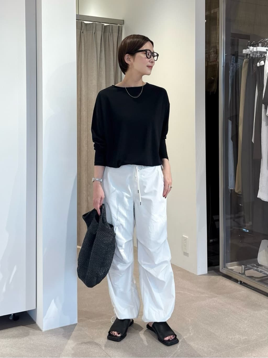 パンツ maru MARW UNITED ARROWS＞パラシュート パンツ BLACK 撥水
